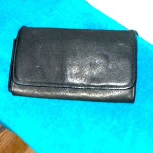 Wilson's Leather Extra Large Accordion Clutch Wallet Soft Black Leather
